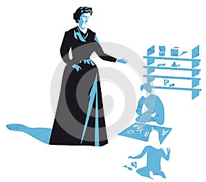 Maria Montessori, Italian physician and educator, vector illustrations