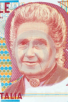 Maria Montessori portrait from Italian money