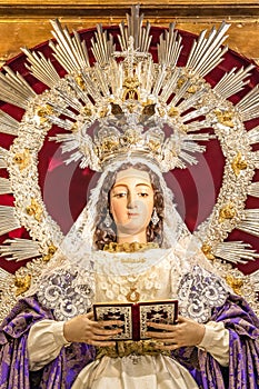 Maria Santisima de la O Coronada inside of church of Holy Mary of the Crowned O, of La Hermandad de la O photo