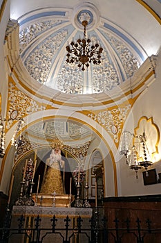 Interior of Church of San Juan Bautista in Malaga, Spain photo
