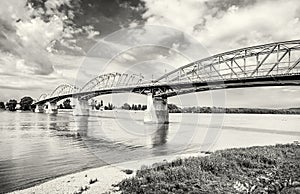 Maria Valeria bridge from Esztergom, Hungary to Sturovo, colorless photo