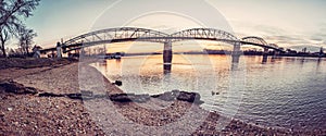 Maria Valeria bridge from Esztergom to Sturovo, red filter photo