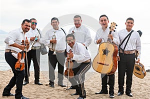 Mariachi Band Group Photograph With Musical Instruments