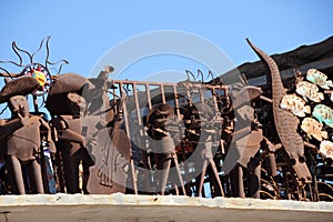 Mariachi band metal artwork on display in Puerto Penasco, Mexico