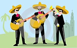 Mariachi Band in Sombrero with Guitar.