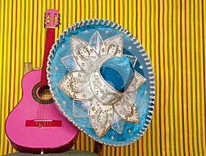 Mariachi embroidery mexican hat pink guitar photo