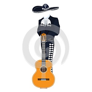 Mariachi musician with guitar vector illustration