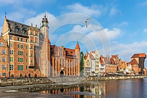 Mariacka Gate, beautiful gate in Gdansk in front of the Motlawa