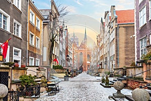 Mariacka street, a famous European street in Gdansk near the Basilica of the Assumption of the Blessed Virgin Mary photo
