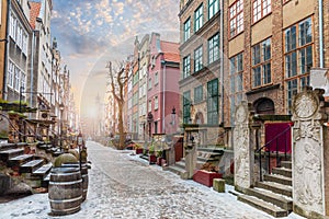 Mariacka street, a famous old european street in Gdansk, Poland, no people photo