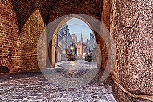 Mariacka Street in Gdansk, view from the Mariacka Gate, Poland photo