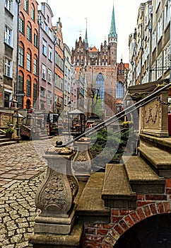 Mariacka Street with a view of Mariacka Basilica.  Gdansk, Poland photo