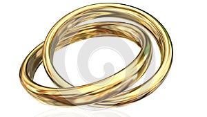 Mariage rings golden two 2 isolated - 3d rendering