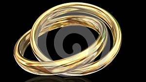 Mariage rings golden two 2 isolated - 3d rendering
