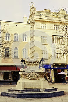 Marian column at Gentleman square St. PÃ¶lten cross developed