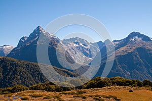 Marian Lake Lookout, Mt Christina and Mount Crosscut, view from Key Summit, Routeburn Track, New Zealand photo