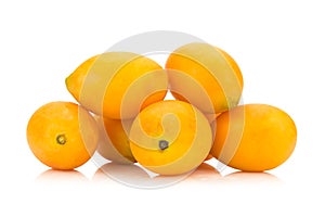 Marian plum Thai fruit isolated on white background. Mayongchid. Maprang. Marian Plum. Plum Mango