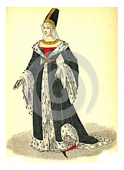 Marie of Anjou, vintage engraving photo