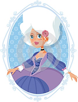 Marie Antoinette Aristocratic Baroque Cartoon Illustration