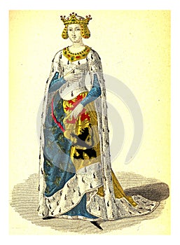 Marie of Hainaut, vintage engraving photo