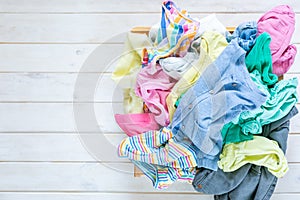 Marie Kondo tyding up method concept - folded clothes