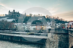 Marienberg Fortress on the left bank of the Main river in WÃ¼rzburg, in the Franconia region of Bavaria, Germany