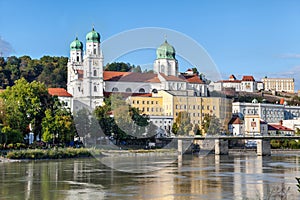 Marienbrucke bridge and cathedral in Passau