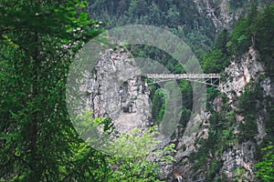 Marienbrucke or Bridge of Queen Mary spanning the spectacular Pollat Gorge near Schloss Neuschwanstein castle, Germany.