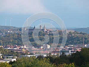 Marienburg fortress above Würzburg photographed from a distance