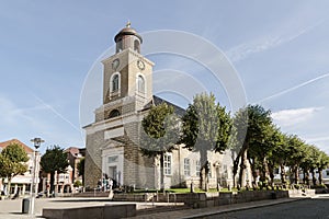 Marienkirche St. Mary`s Church in the old town of Husum, the c photo