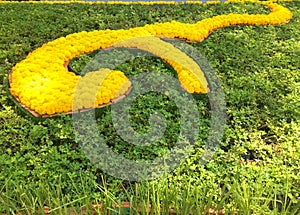 Marigold flowers decorated as Thai number nine alphabet