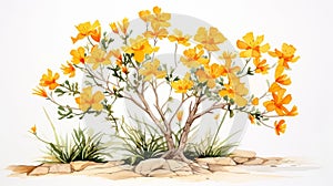 Marigold Watercolour Illustration With Yucca Tree