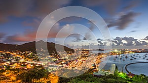 Marigot, St. Martin town skyline in the Caribbean