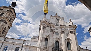 Mariinsky catholic church of medieval Carmelite monastery in Berdychiv, Ukraine