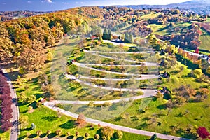 Marija Bistrica sanctuary Golgota hill aerial view