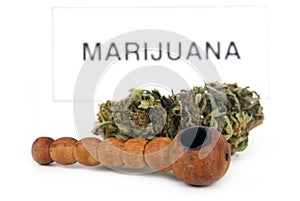 Marijuana bud and pipe