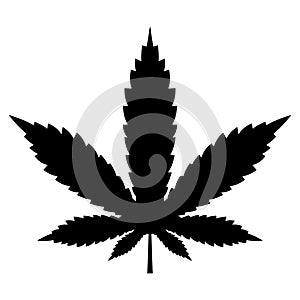 Marijuana Cannabis& leaf black isolated illustration