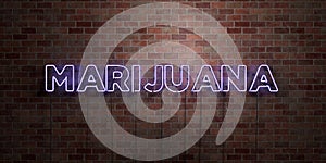 MARIJUANA - fluorescent Neon tube Sign on brickwork - Front view - 3D rendered royalty free stock picture