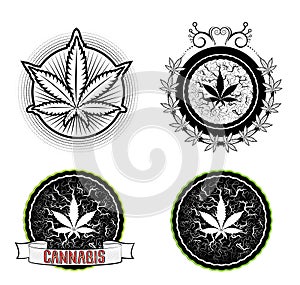 Marijuana and weed symbol badges