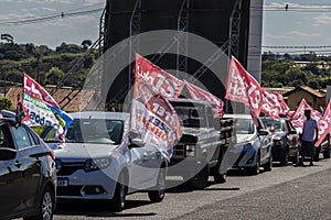 The ex-president Luiz Inacio Lula da Silva voters organize a motorcade through the city of Marilia