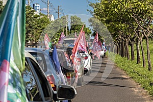 The ex-president Luiz Inacio Lula da Silva voters organize a motorcade