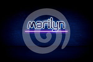 Marilyn - blue neon announcement signboard