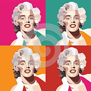 Marilyn Monroe Colored Vector Illustration Pop Art Style Andy Warhol