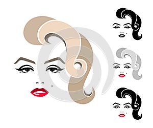 Marilyn Monroe. graphic portrait, logo, sign, icon, emblem, symbol.