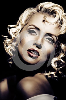 Marilyn Monroe imitation. Retro style photo