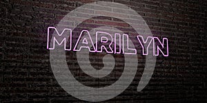 MARILYN -Realistic Neon Sign on Brick Wall background - 3D rendered royalty free stock image