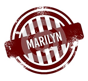 Marilyn - red round grunge button, stamp