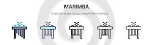 Marimba icon in filled, thin line, outline and stroke style. Vector illustration of two colored and black marimba vector icons