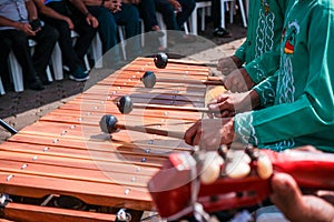 Marimba perfomance in Masays, Nicaragua. Wood piano from the country.