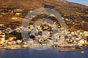 Marina in Batsi on Andros in the evening light